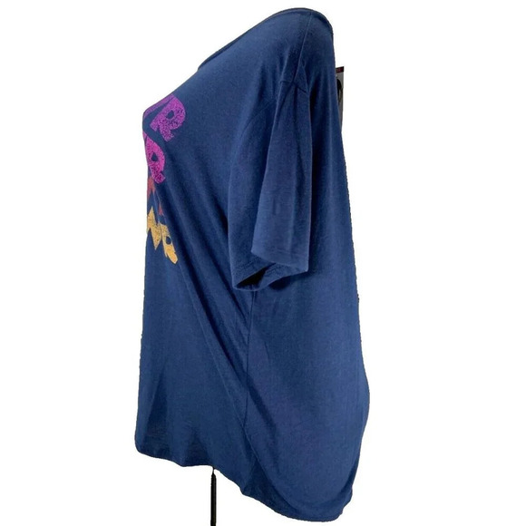 Modern Canvas XL Navy Blue Girl Power Statement Graphic Crew Short Sleeve Tee - Picture 5 of 6